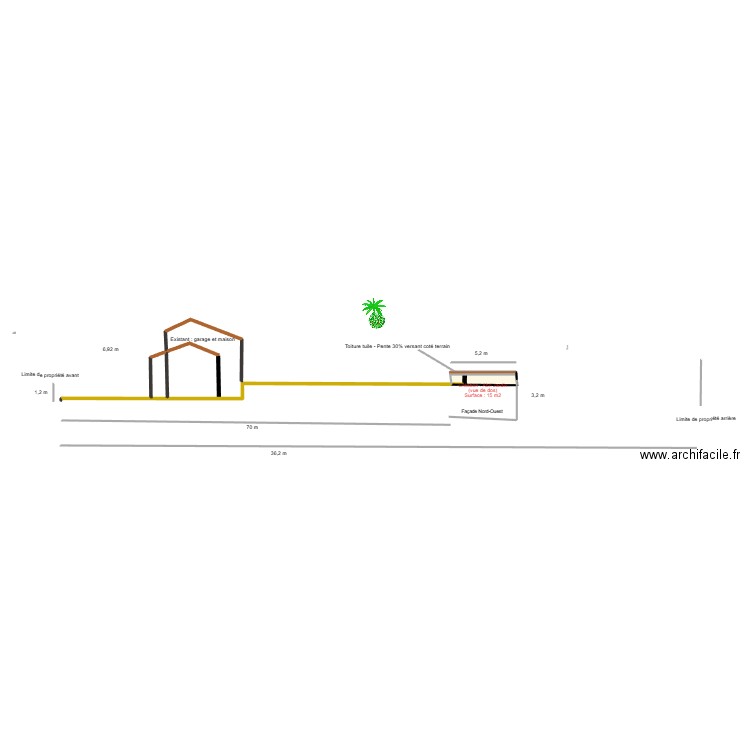 Plan coupe DP3 Chalet. Plan de 1 pièce et 4 m2