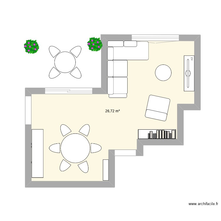 Appart Ch. Plan de 1 pièce et 27 m2