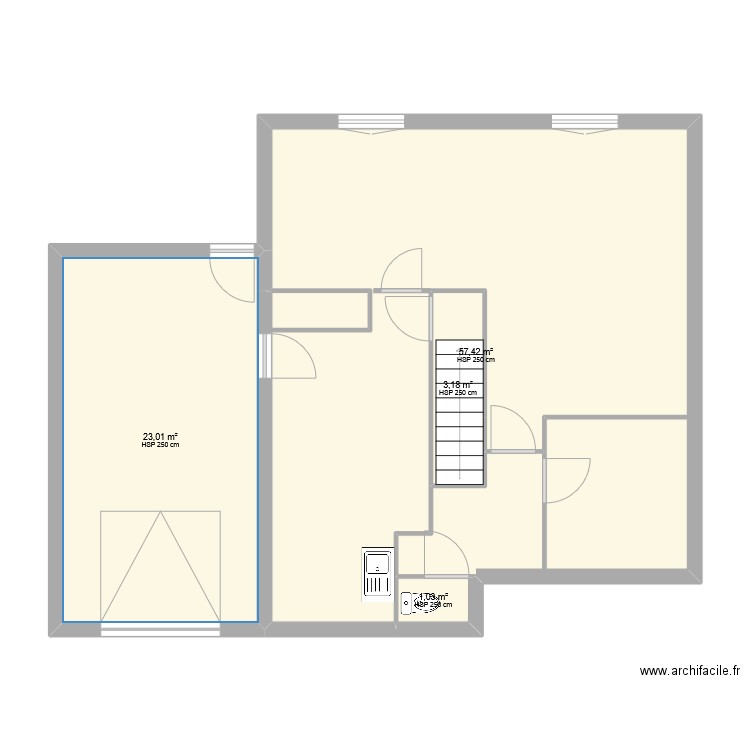 Emile zola RDC Origine. Plan de 4 pièces et 85 m2