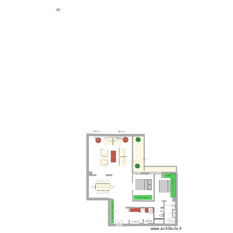 SABLON 2. Plan de 1 pièce et 9 m2