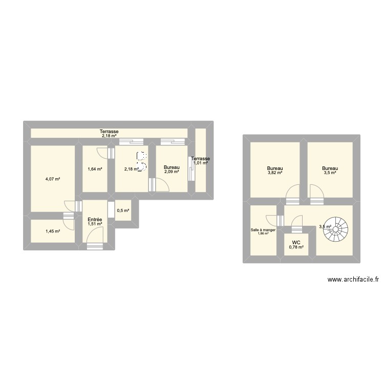 V2R. Plan de 14 pièces et 30 m2