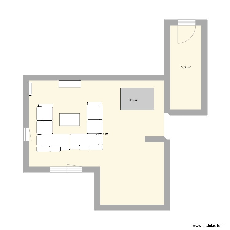 Maison amiens - salon . Plan de 2 pièces et 33 m2