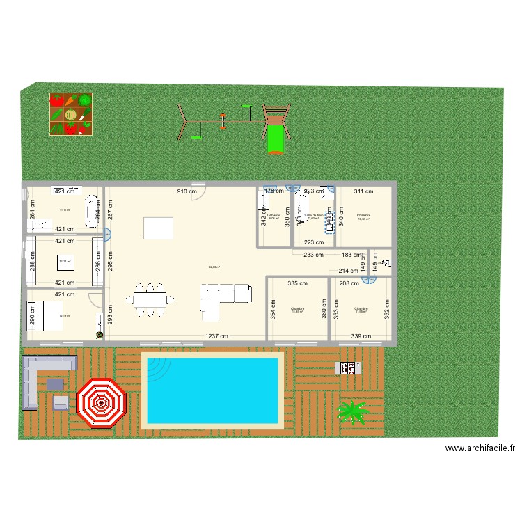 Maison. Plan de 10 pièces et 187 m2