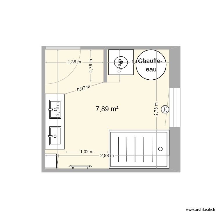 Salle de Bain Hautefage 2. Plan de 1 pièce et 8 m2