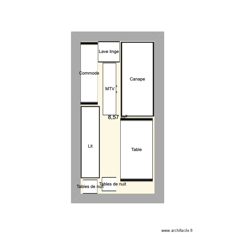 Camion. Plan de 1 pièce et 9 m2