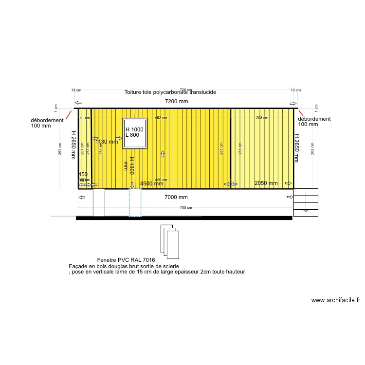 DP4 FAÇADE ARRIERE ACTUEL. Plan de 3 pièces et 18 m2