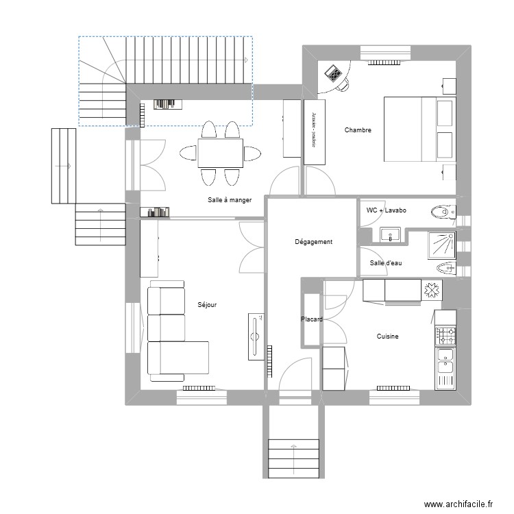 Lopes Maison RDC meublé. Plan de 12 pièces et 75 m2