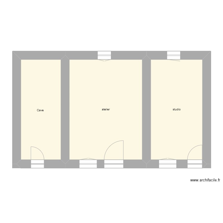 mesure cave. Plan de 3 pièces et 61 m2