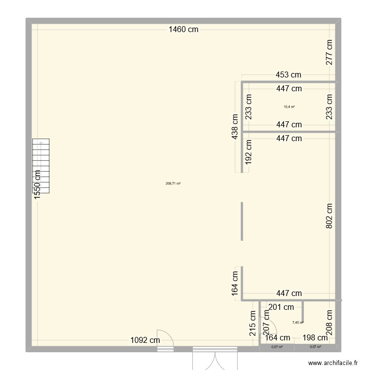 avant travaux rdc. Plan de 5 pièces et 225 m2