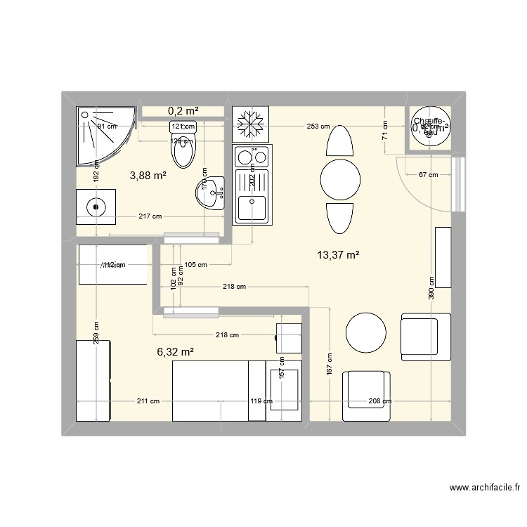 COM120. Plan de 5 pièces et 24 m2