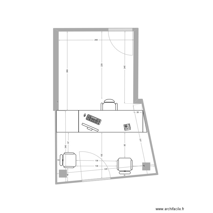 Accueil. Plan de 1 pièce et 15 m2