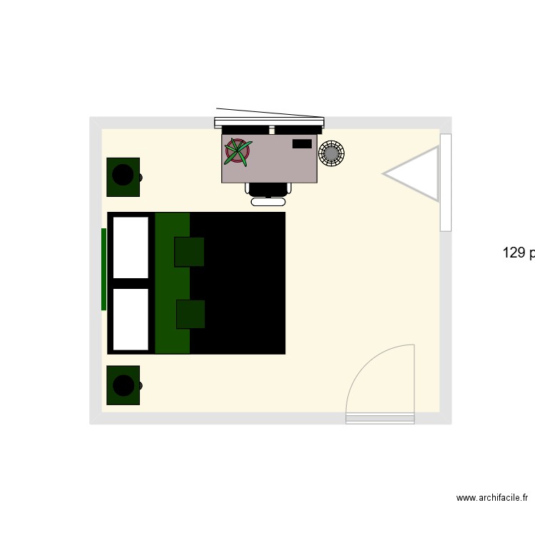 chambre 1. Plan de 1 pièce et 12 m2