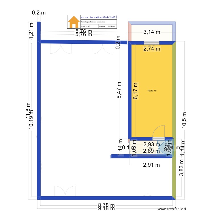 Tolomio. Plan de 3 pièces et 41 m2