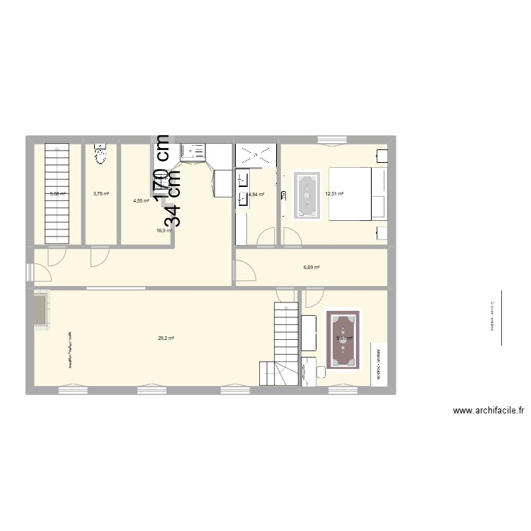 PERSO - MAISON. Plan de 9 pièces et 94 m2