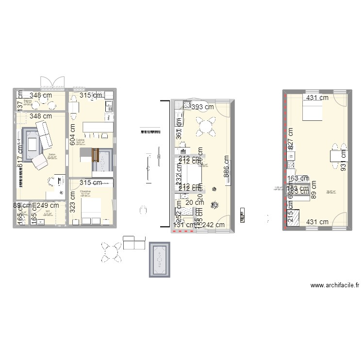 studio 2. Plan de 9 pièces et 134 m2