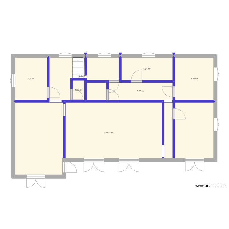 plan actuel. Plan de 7 pièces et 109 m2