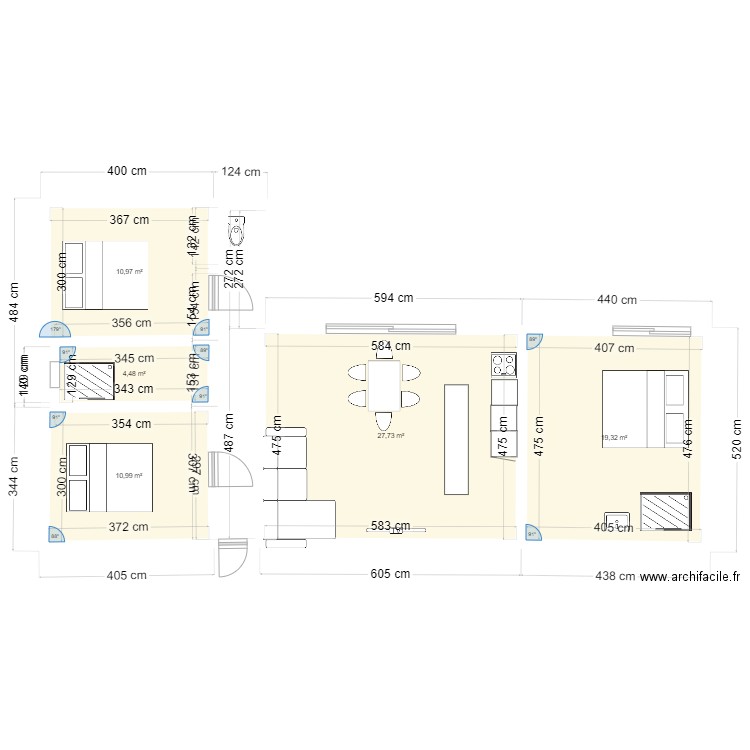 Gregoire Charline. Plan de 5 pièces et 73 m2