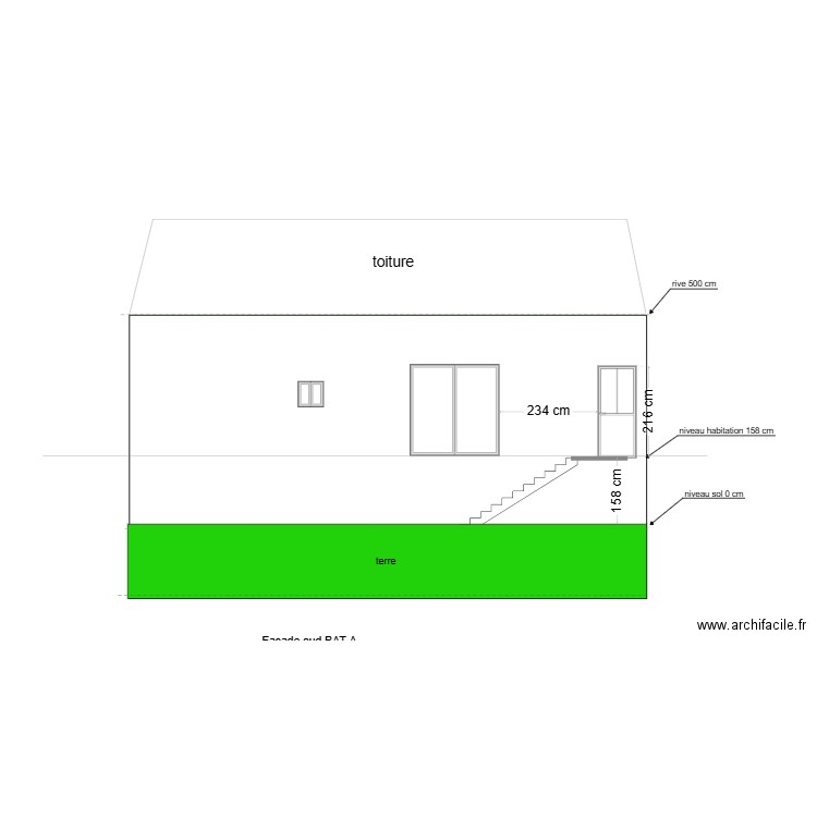 NOUVEAU BAT A facade sud. Plan de 0 pièce et 0 m2