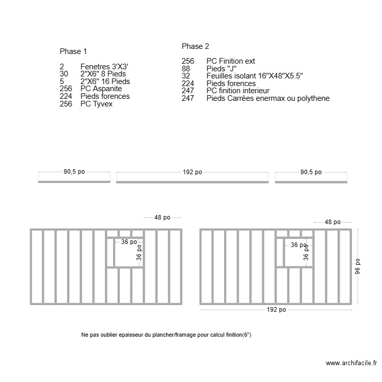 Mur Cote Terre 16X32. Plan de 34 pièces et 21 m2