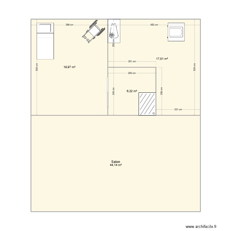 Appartement pédagogique. Plan de 4 pièces et 88 m2