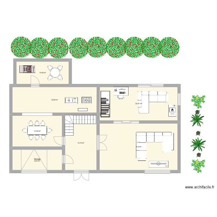 projet maison. Plan de 7 pièces et 122 m2