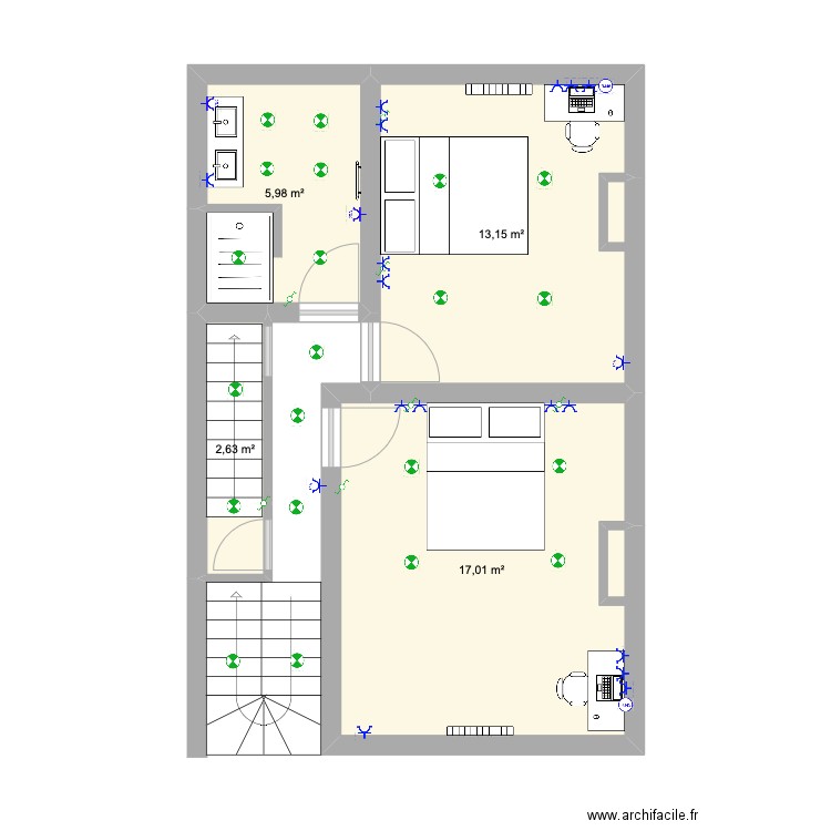 bernard. Plan de 4 pièces et 39 m2