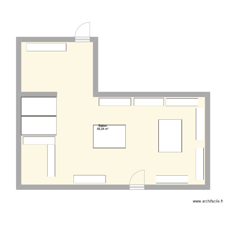 1083. Plan de 1 pièce et 58 m2