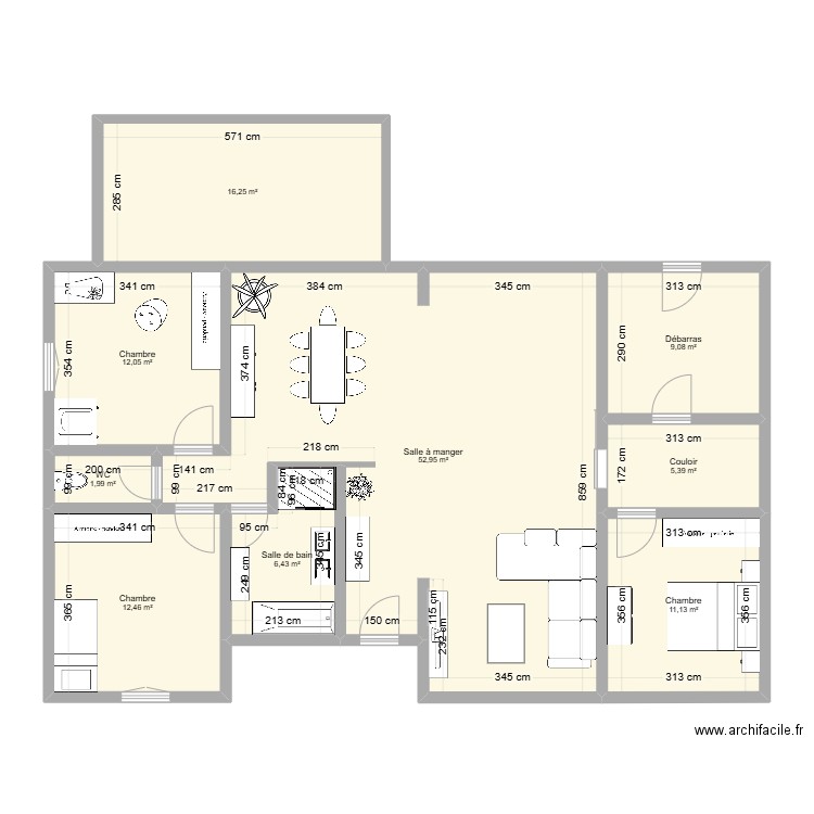 Maison Aizenay 1. Plan de 9 pièces et 128 m2