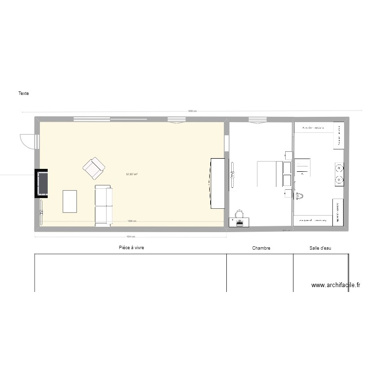 Extension Tréhenvel. Plan de 1 pièce et 58 m2