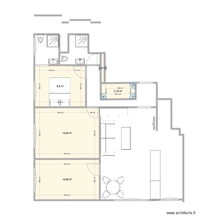 78 av paris V1. Plan de 5 pièces et 36 m2