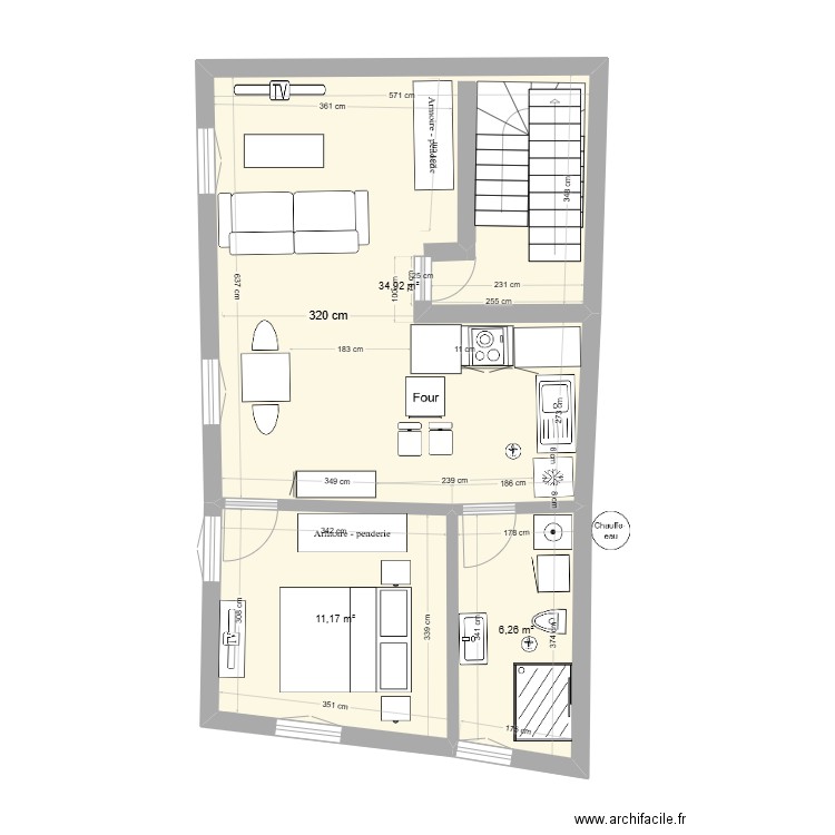 plan boucherie 1 er etage plan f2 ilot. Plan de 3 pièces et 52 m2