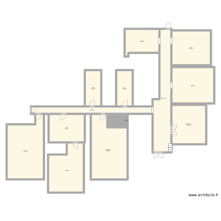 LOCAL FANT. Plan de 13 pièces et 322 m2