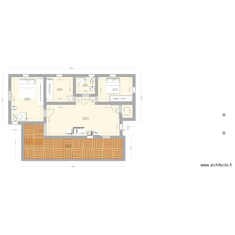 francine. Plan de 6 pièces et 85 m2