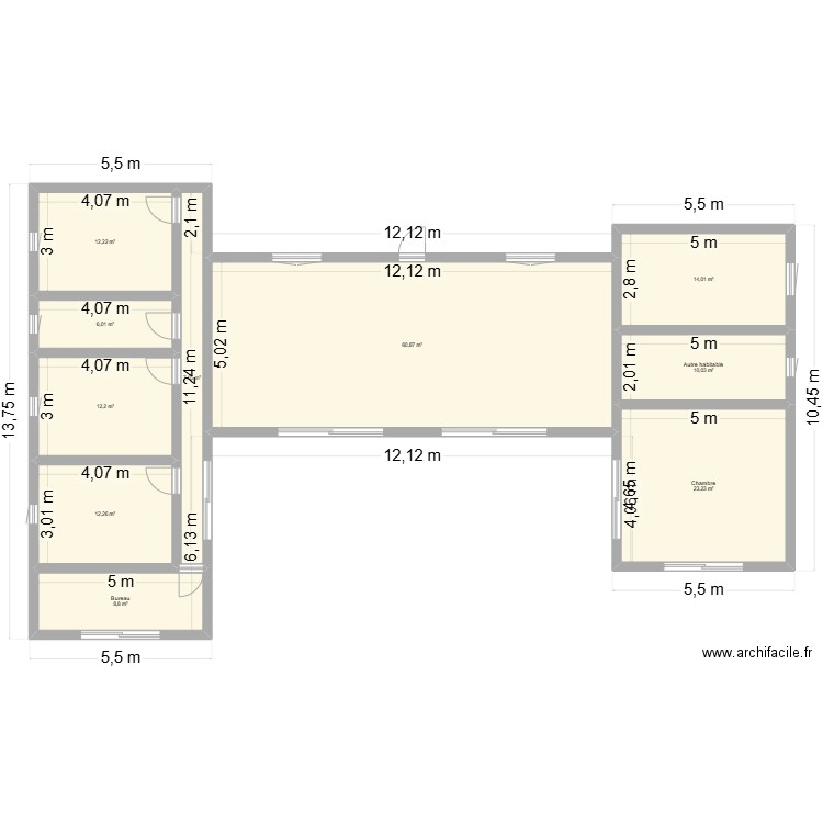 MAISON JABOR. Plan de 10 pièces et 167 m2