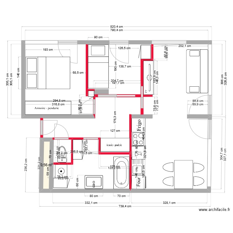 A.L. Plan 3. Plan de 1 pièce et 1 m2