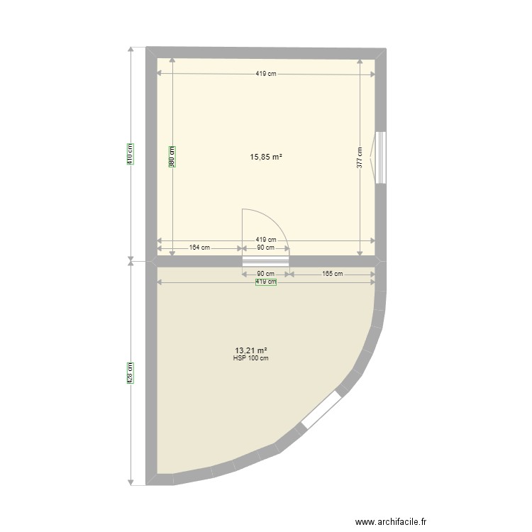 boukarou1. Plan de 2 pièces et 29 m2