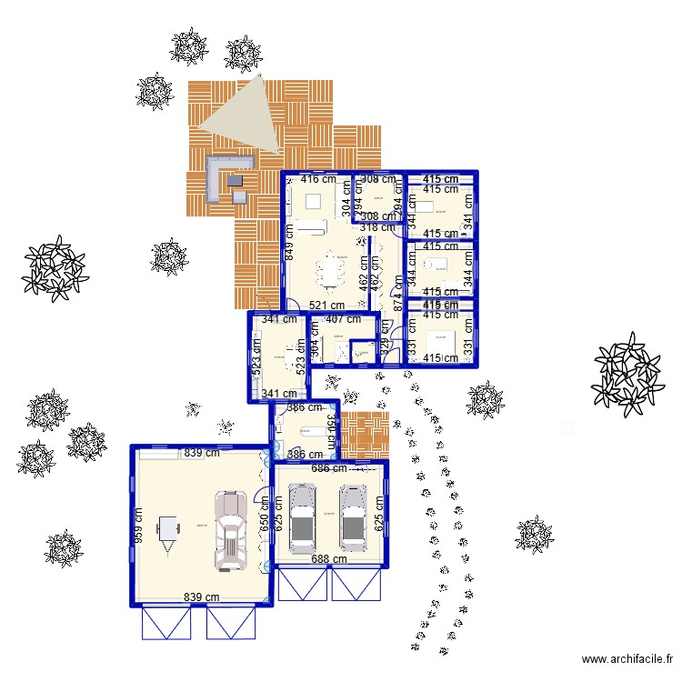 plan1. Plan de 13 pièces et 280 m2