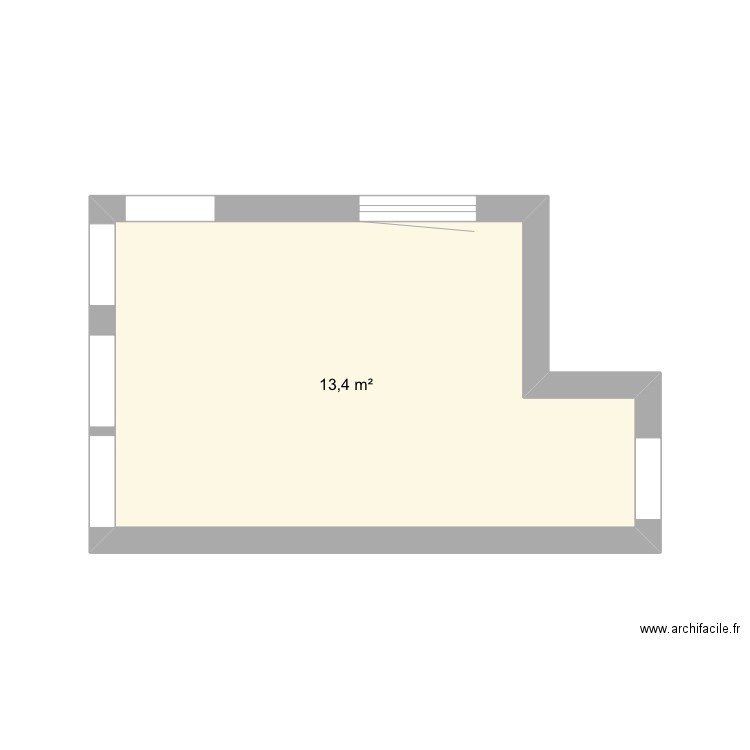 Cuisine. Plan de 1 pièce et 13 m2