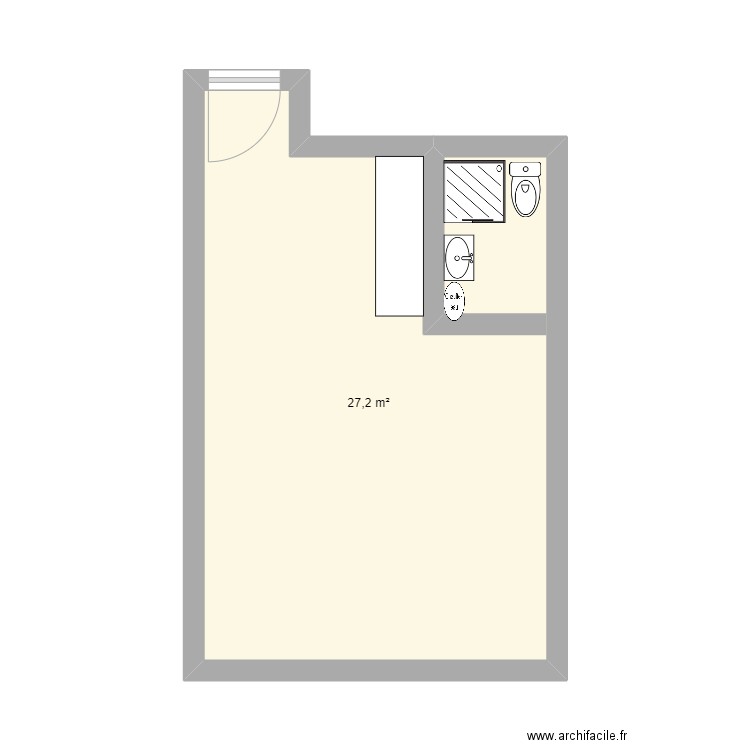 Manu. Plan de 1 pièce et 27 m2