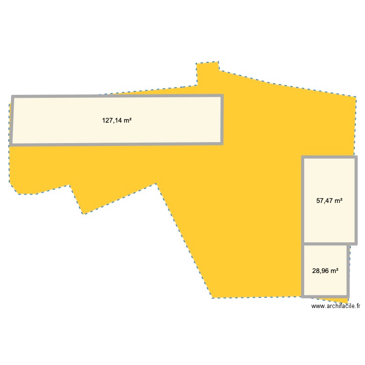 Porzh Kozh. Plan de 3 pièces et 214 m2