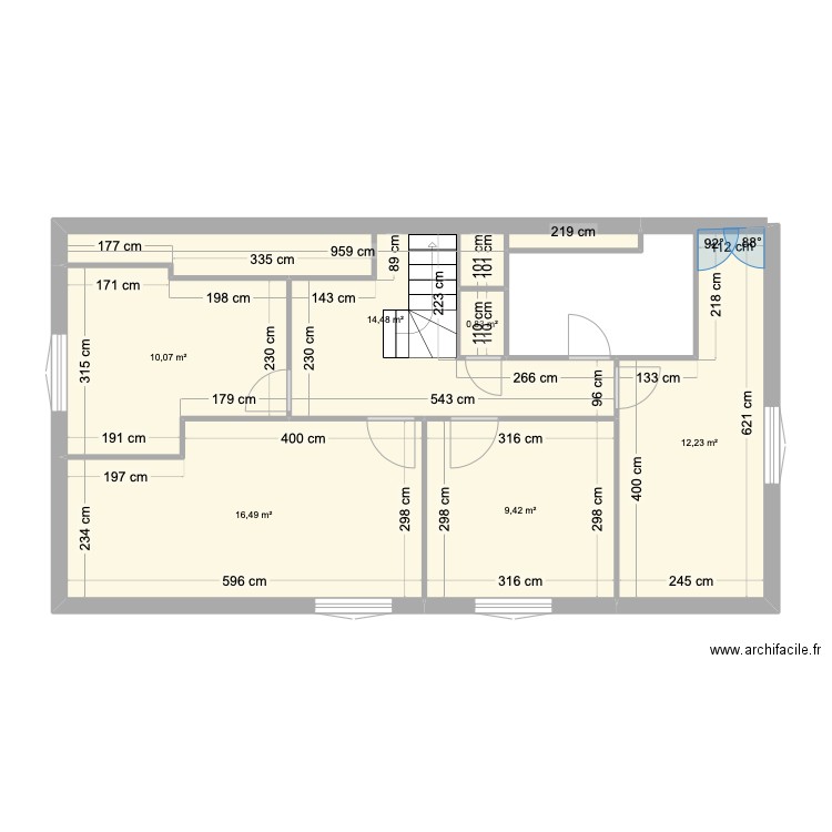 ETAGE. Plan de 6 pièces et 64 m2