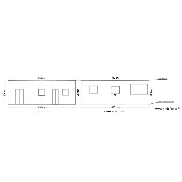 BAT C EXISTANT FACES NORD ET SUD. Plan de 0 pièce et 0 m2