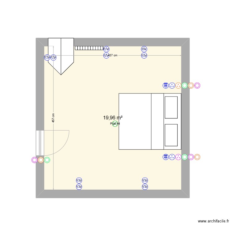 Chambre 2. Plan de 1 pièce et 20 m2