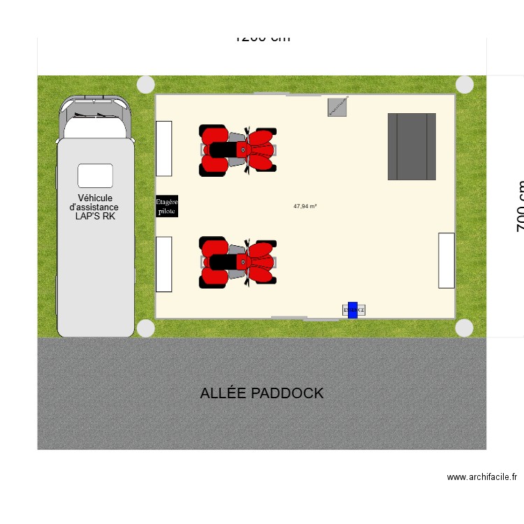 INSTALLATION PADDOCK RMCF 2025. Plan de 1 pièce et 48 m2