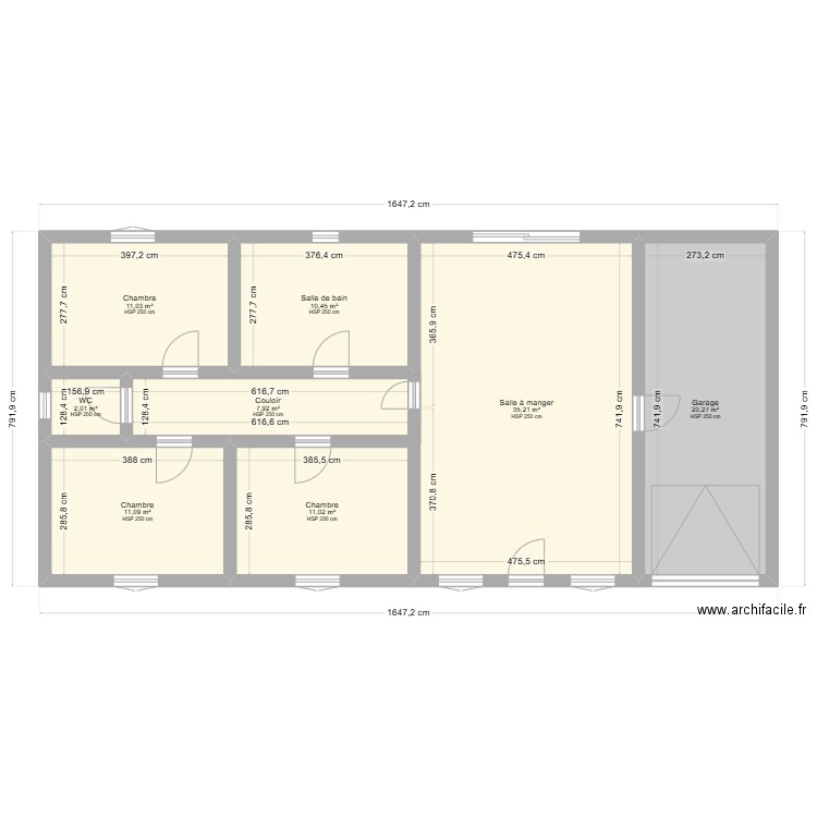 Projet tutoré. Plan de 8 pièces et 109 m2