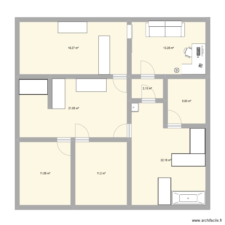 from 1. Plan de 8 pièces et 106 m2