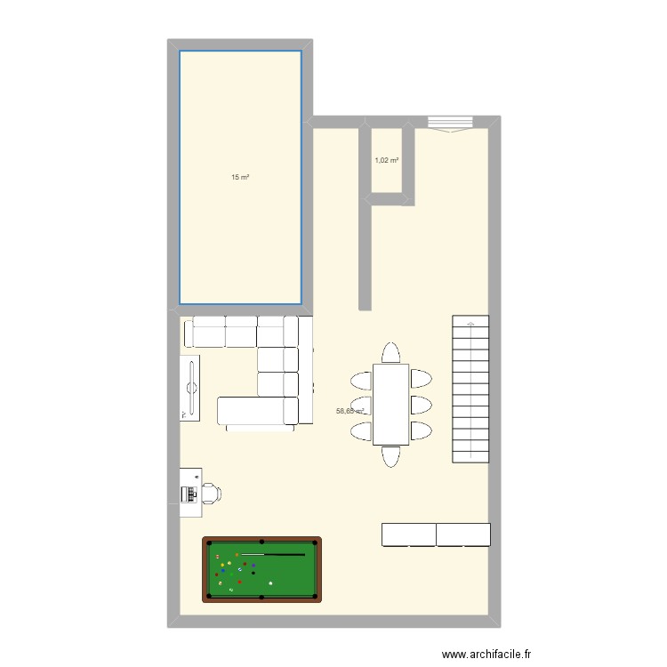 maison bas. Plan de 3 pièces et 75 m2