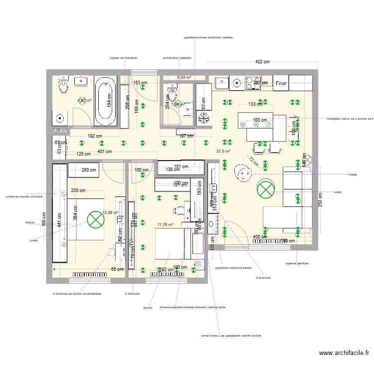 Diplomski rad. Plan de 7 pièces et 69 m2