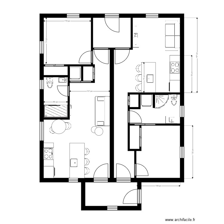 Gariépy loyer 1. Plan de 13 pièces et 87 m2