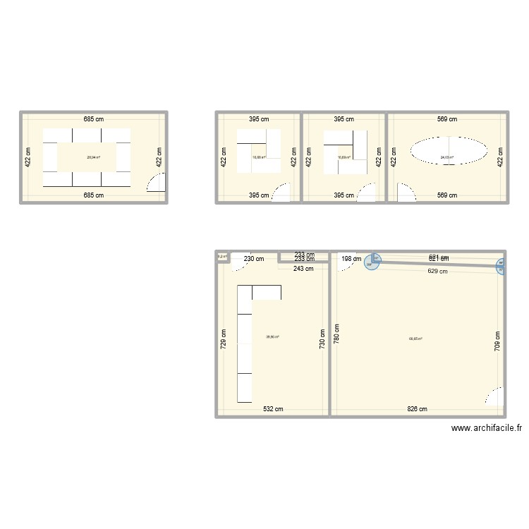 Aménagement 0E-07 0E-13 et 0E-17. Plan de 9 pièces et 191 m2